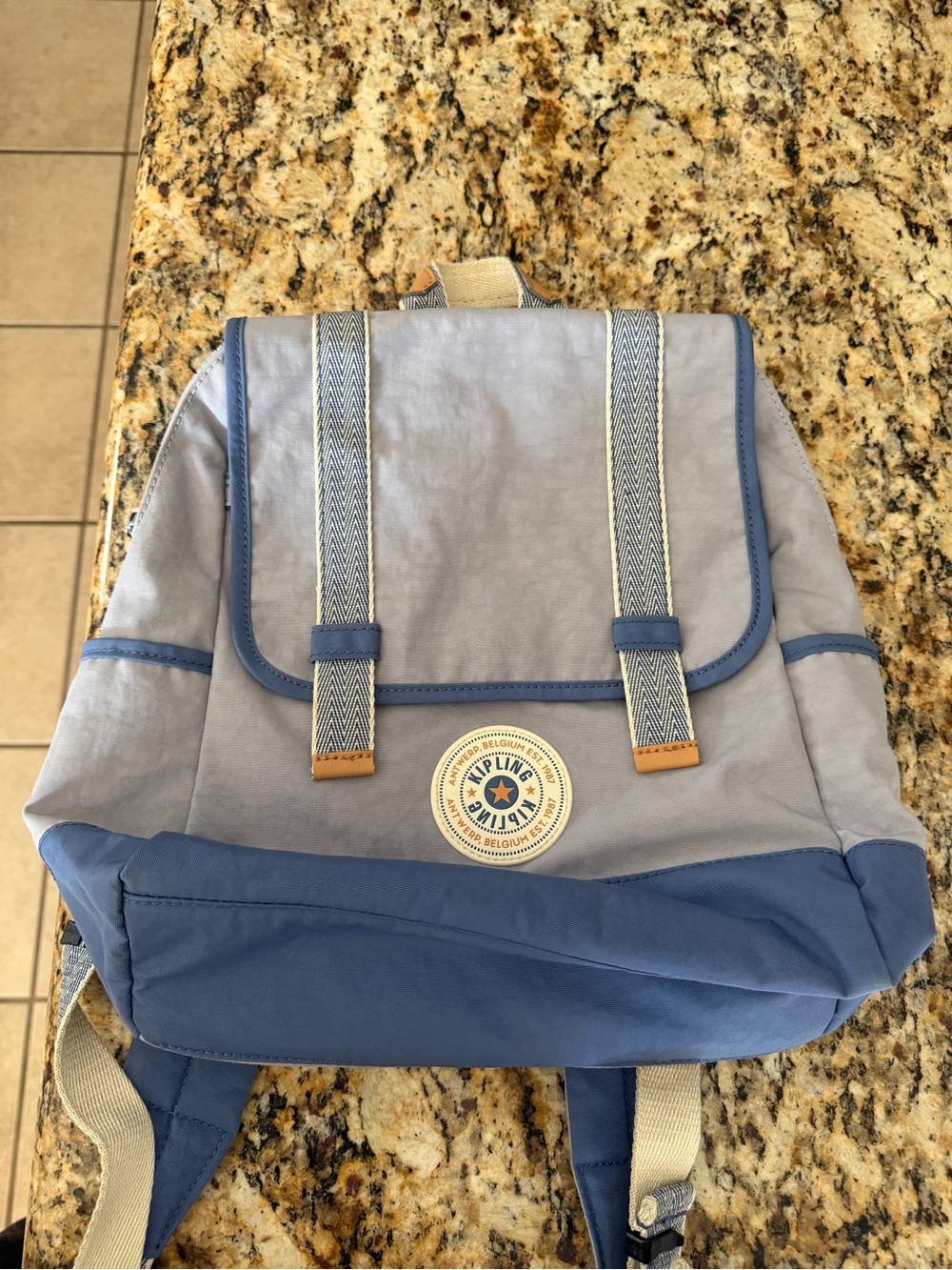 Kipling Two-Tone Blue Nylon Backpack